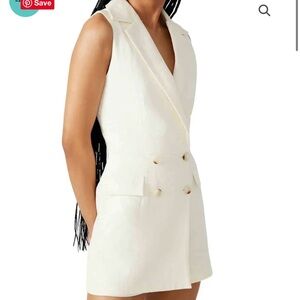 Steve Madden Cream Sleeveless Blazer Romper